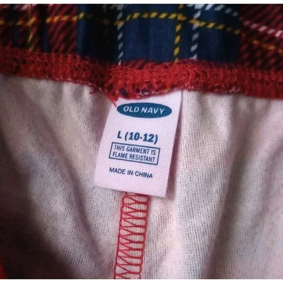 Old Navy Red Plaid PJ Pants Only Pajama Bottoms sz L 10/12 Boys - Picture 3 of 3